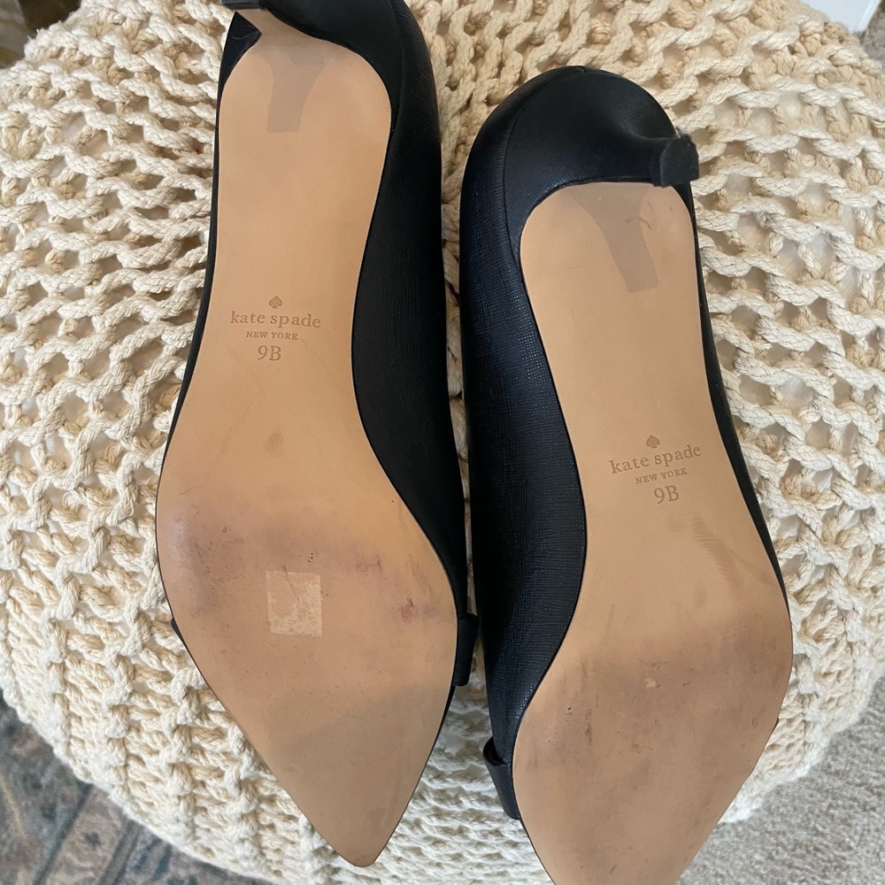kate spade Black Pointed Toe Kitten Heel Pumps - Picture 12 of 12